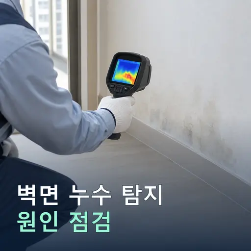 원인 미상 벽면 누수 열화상+가스식 정밀탐지