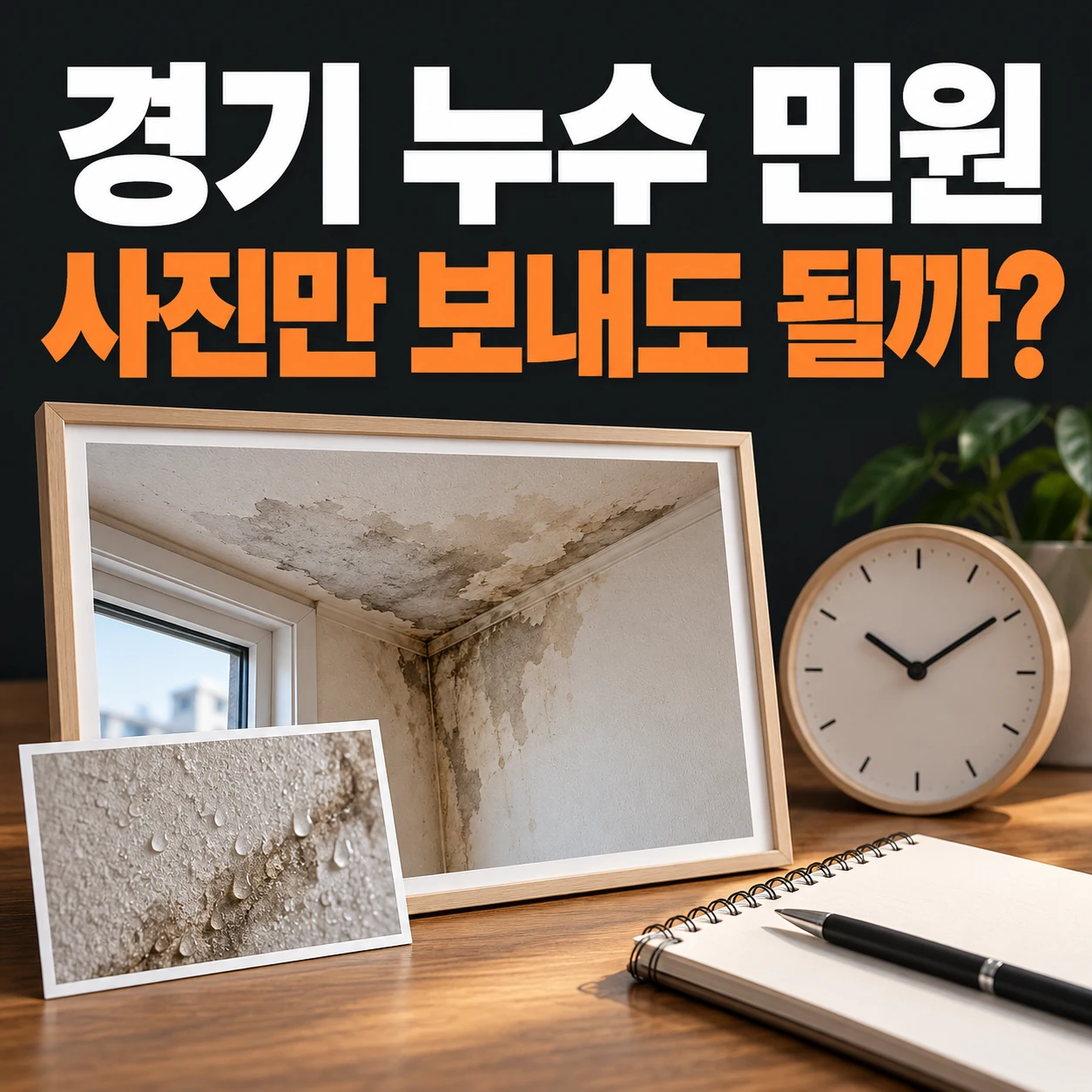 경기 누수 민원, 사진만 보내도 될까? 전체 사진과 근접 사진, 시계와 기록장