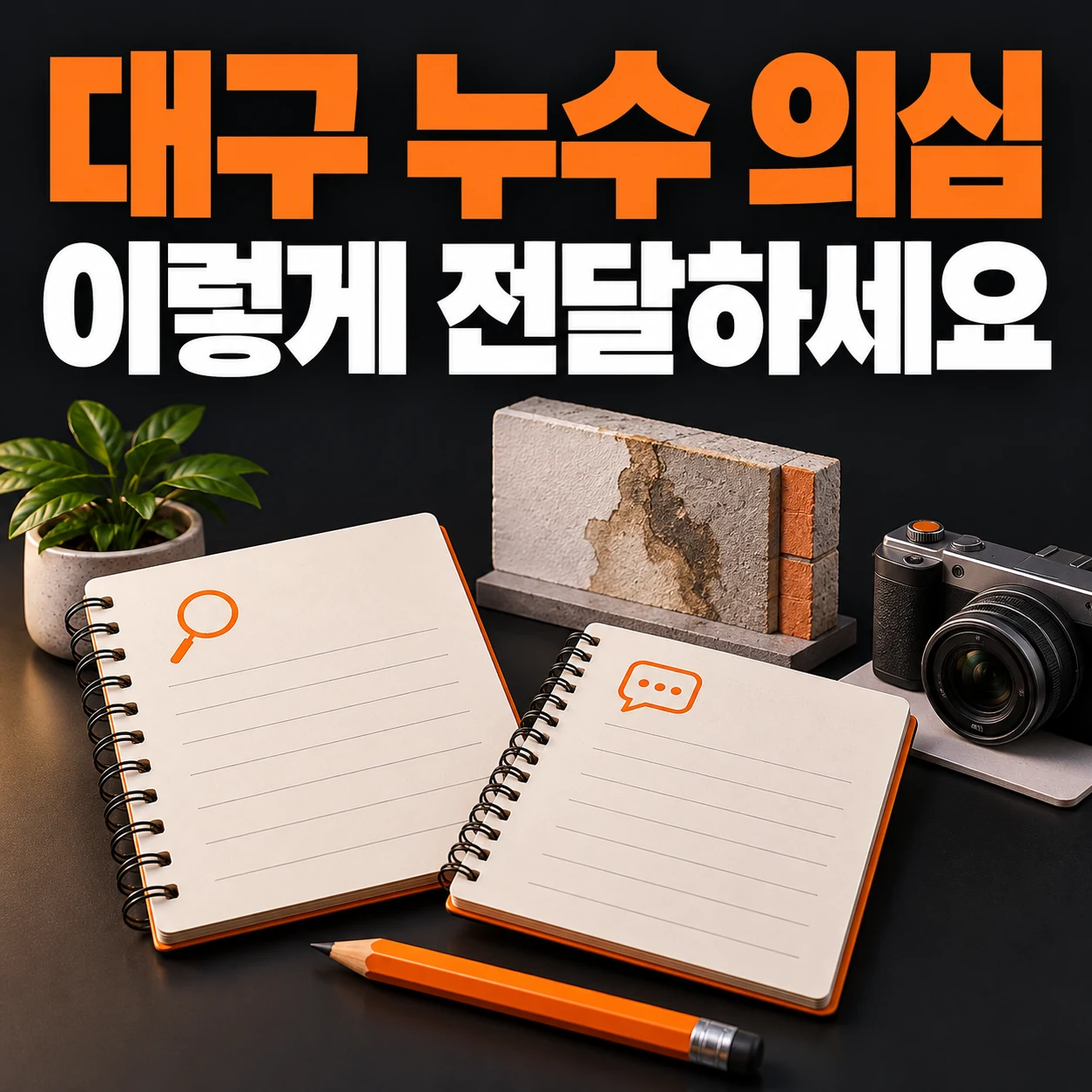 대구 누수 의심, 이렇게 전달하세요. 벽면 모형과 카메라, 관찰·문의 기록장
