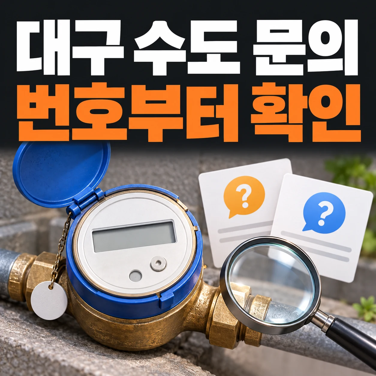 대구 수도 문의, 번호부터 확인. 개인정보가 없는 계량기와 조회 항목 카드