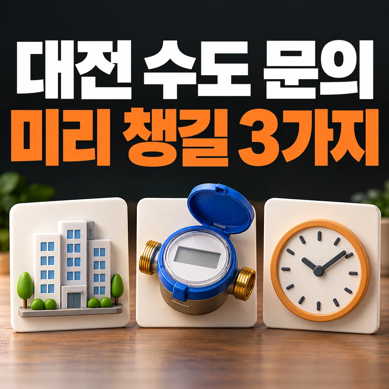 대전 수도 문의, 미리 챙길 3가지. 주소·계량·사용 이력을 뜻하는 건물과 계량기, 시계 카드