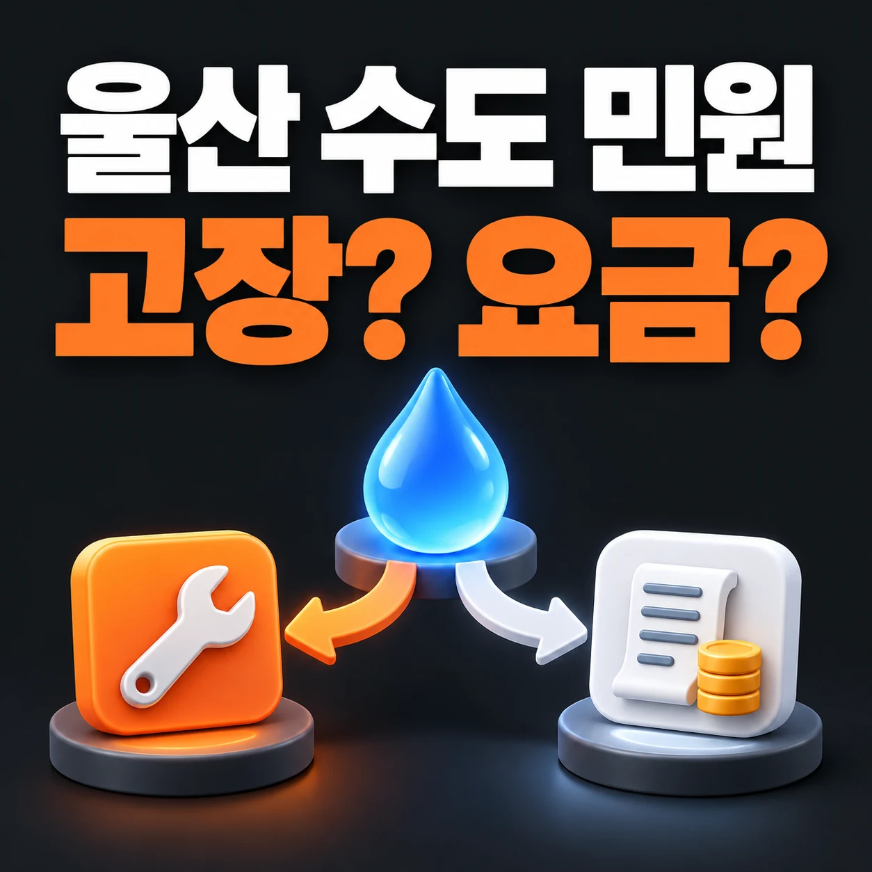 울산 수도 민원의 고장과 요금 문의를 구분하는 안내 그림