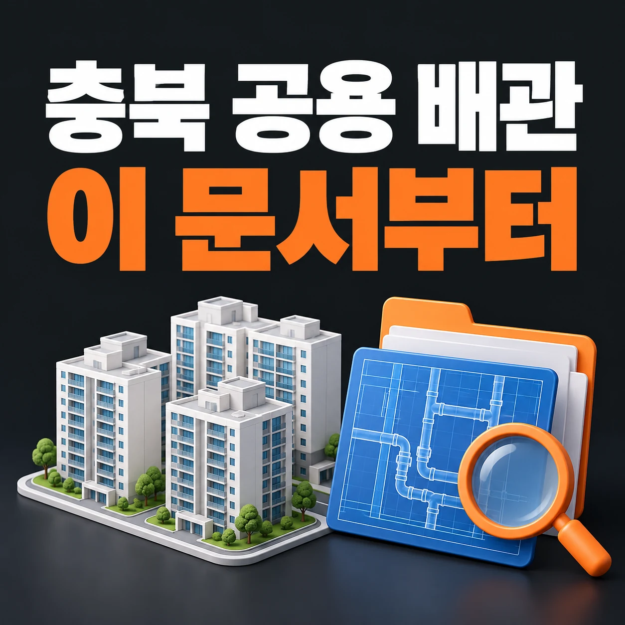 충북 공동주택 공용 배관 문의 전 관리 문서와 도면 확인을 표현한 설명용 예시 이미지